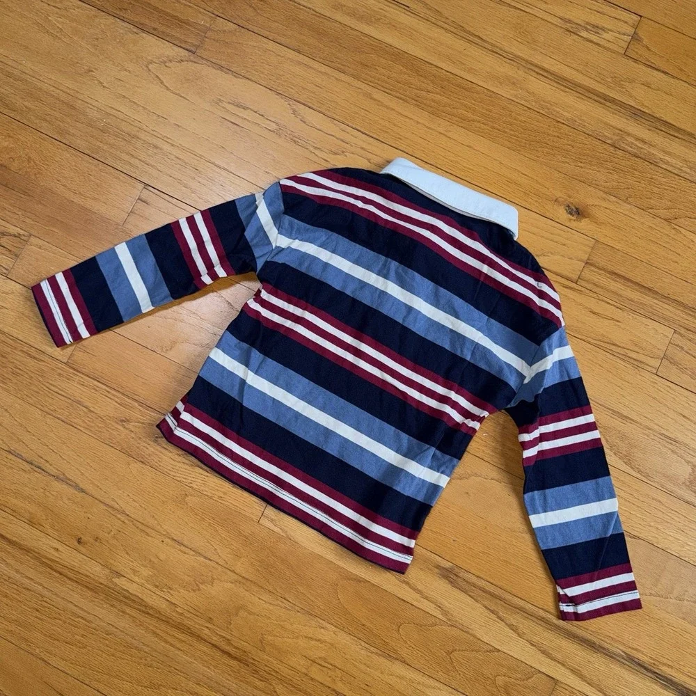 Gap Baby Toddler Boys 5 Striped Rugby Polo Shirt Blue White Maroon Prep Academia
